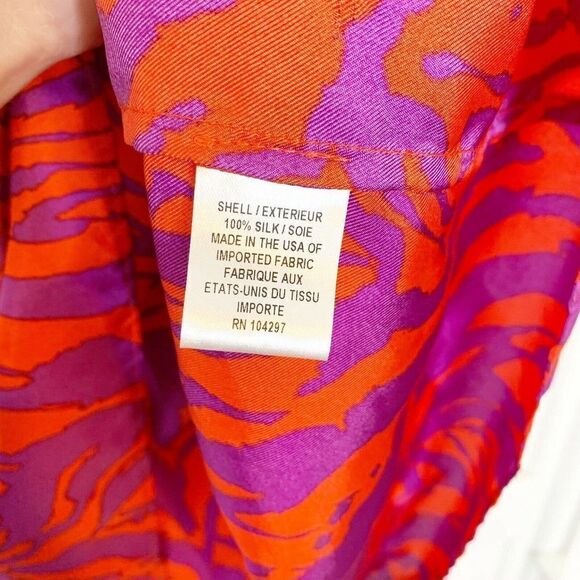 MILLY 100% Silk Red/Purple Print Chain Strap Halter Top Sz 2 $295 - Picture 5 of 9